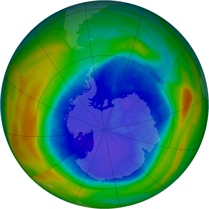 Antarctic ozone map for 16 September 1987